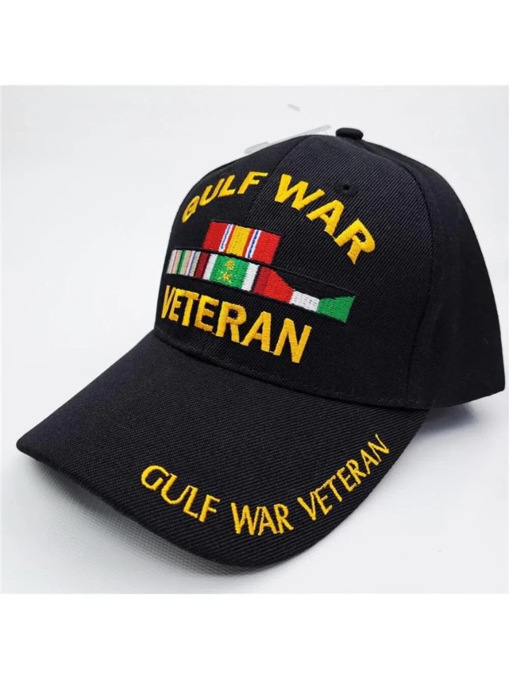 Licensed Gulf War Veteran Hat Black Campaign Ribbon Military Service Adjustable!